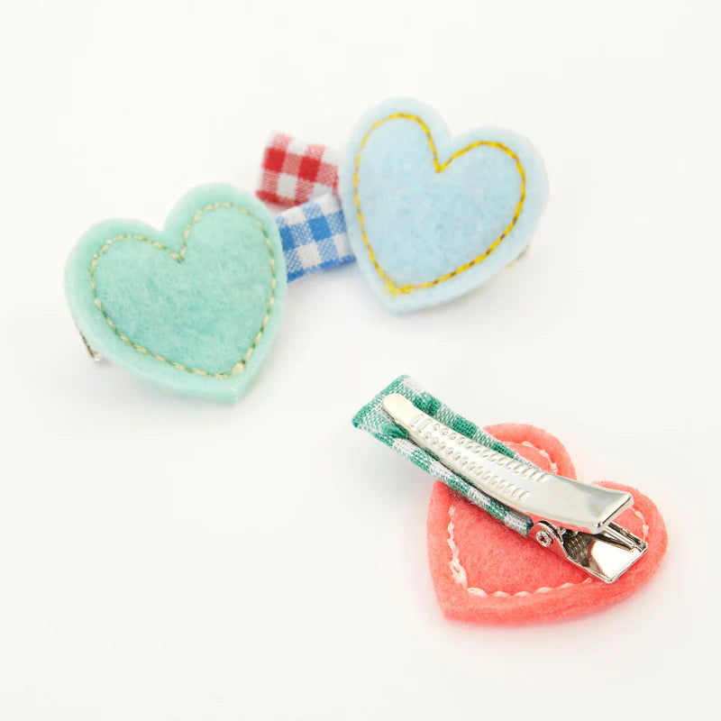 Meri Meri Felt Heart Hair Clips (x6)