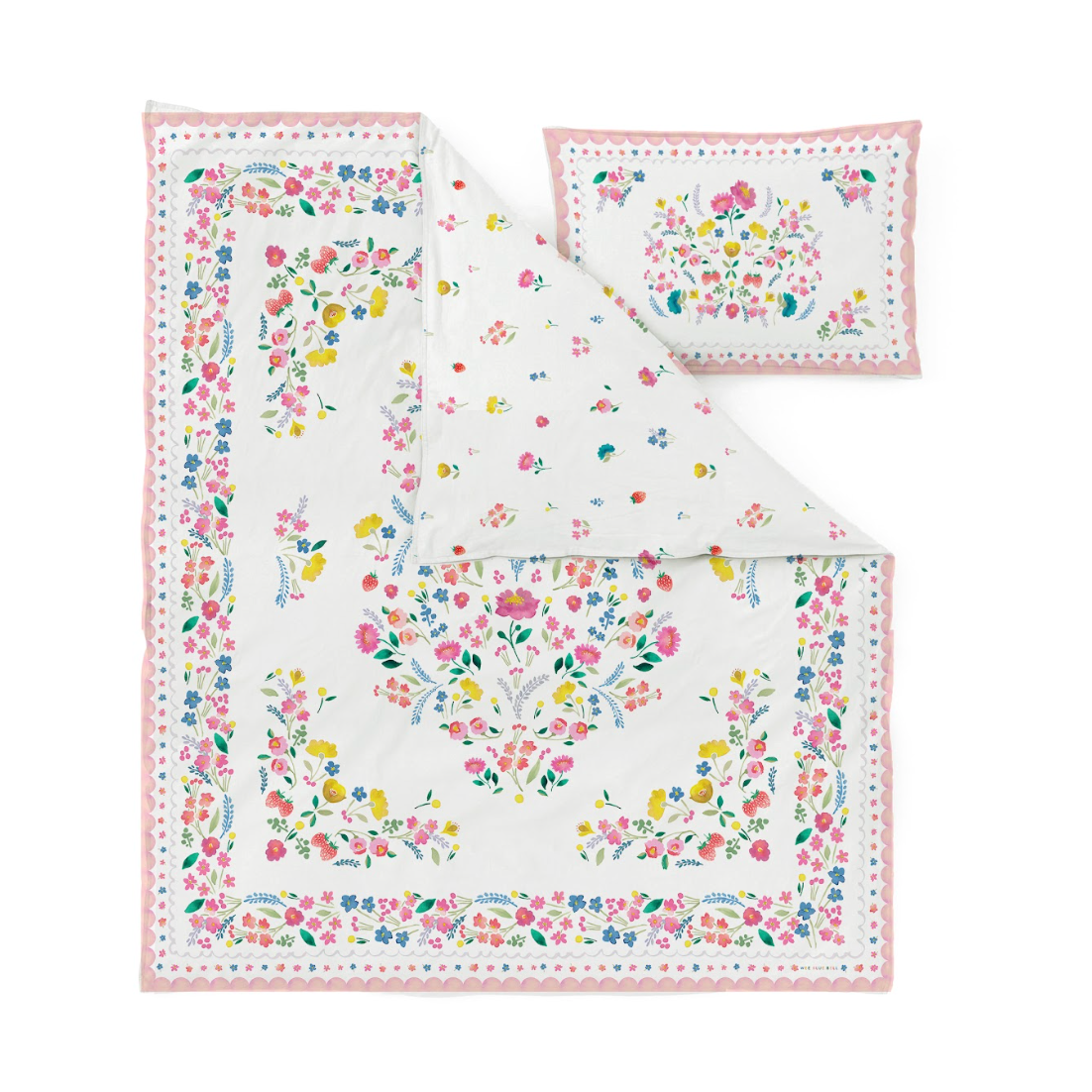 Folk Floral Placement Duvet Cover Set Toddler Sample