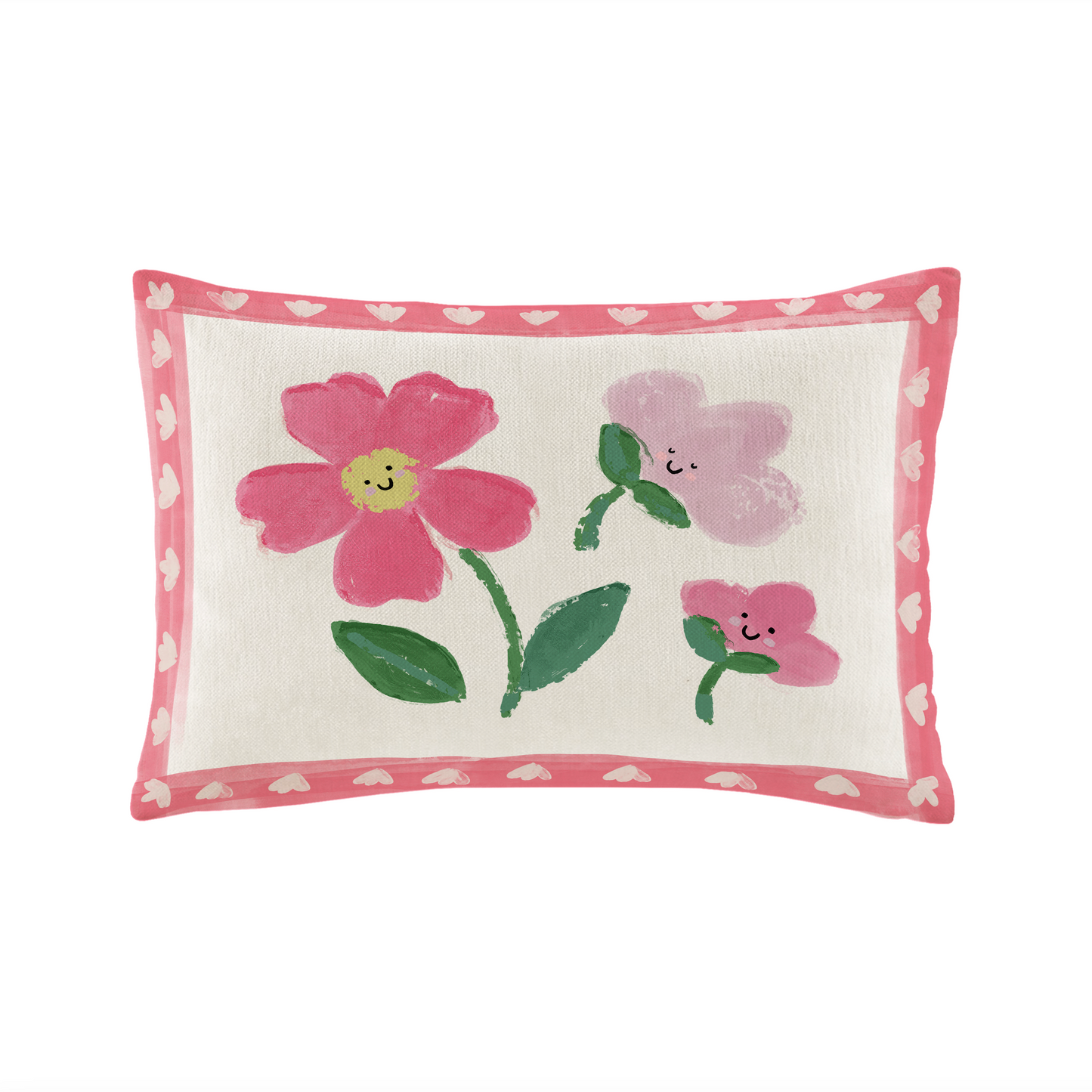 Happy Flowers Pink Cushion Cover Sample