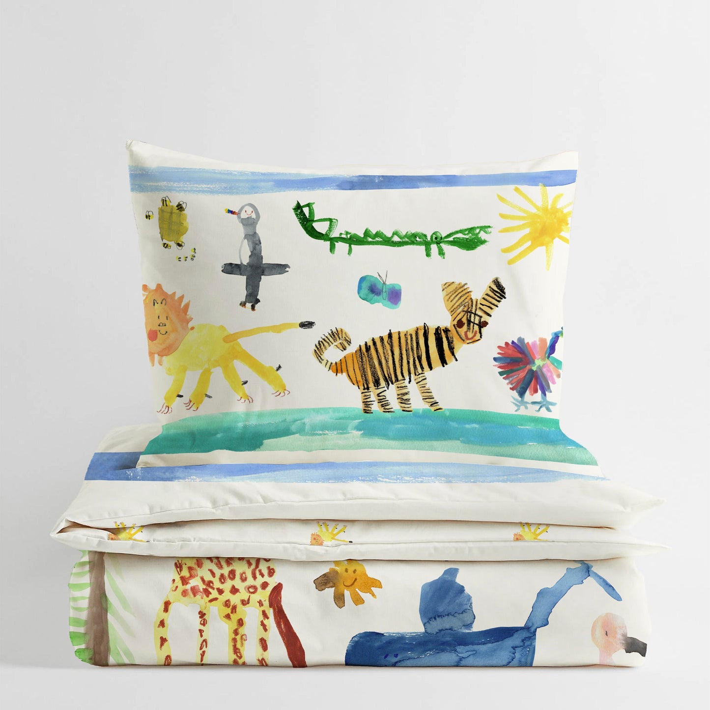 Animal Drawing Duvet Cover Set PatchPocket Toddler Sample