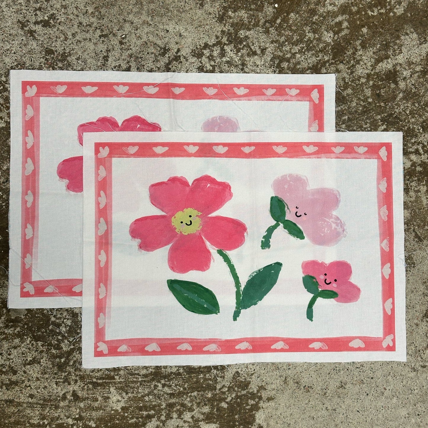 Happy Flowers Pink Cushion Panels (Pair) Sample