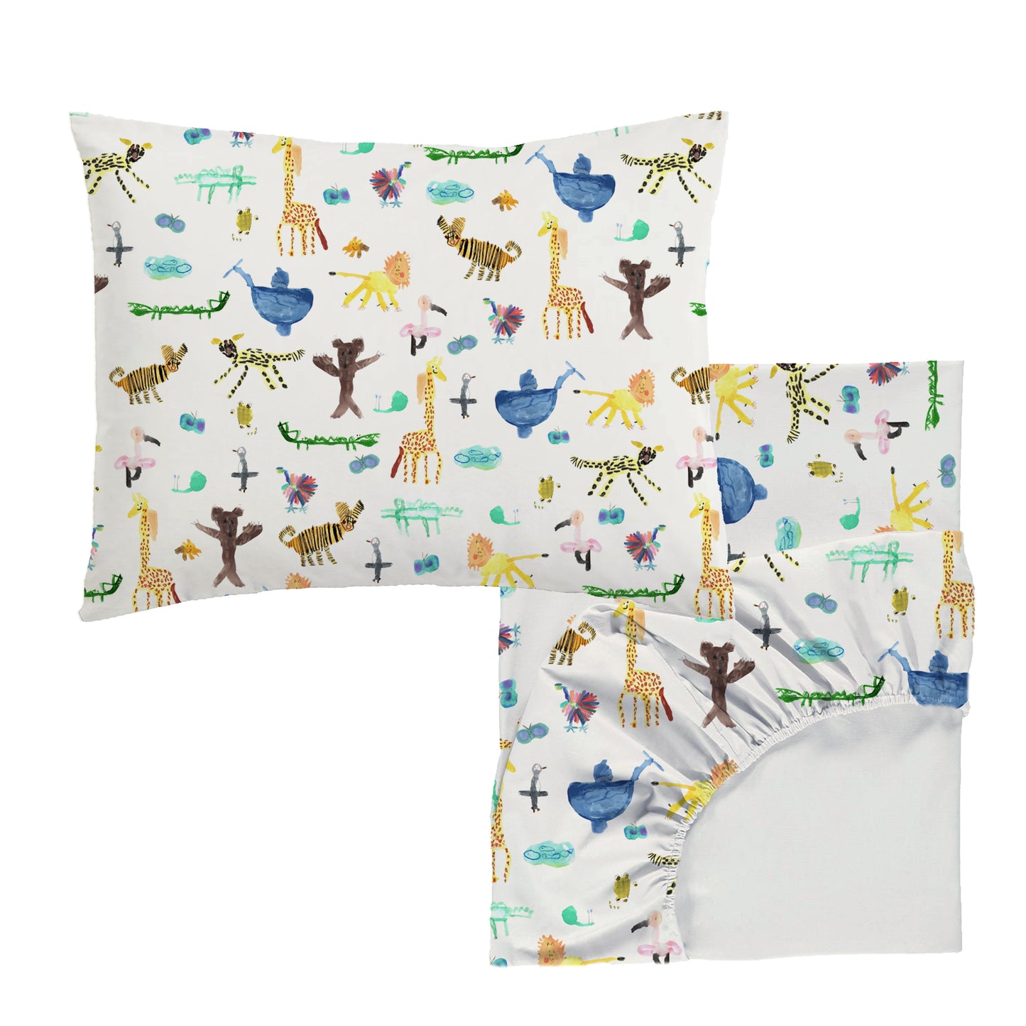 Little Animals Fitted Sheet and Pillowcase Set Single Sample