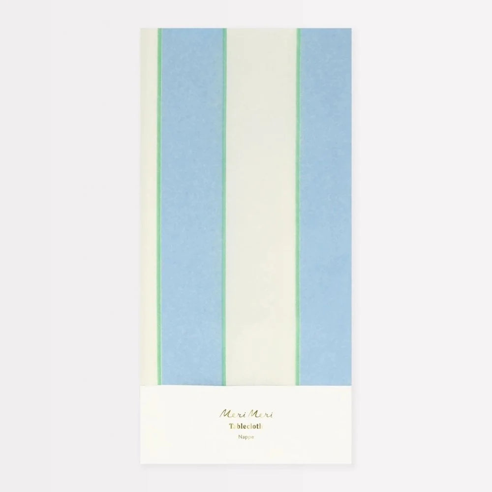 Meri Meri Pale Blue Striped Paper Tablecloth