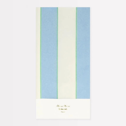 Meri Meri Pale Blue Striped Paper Tablecloth