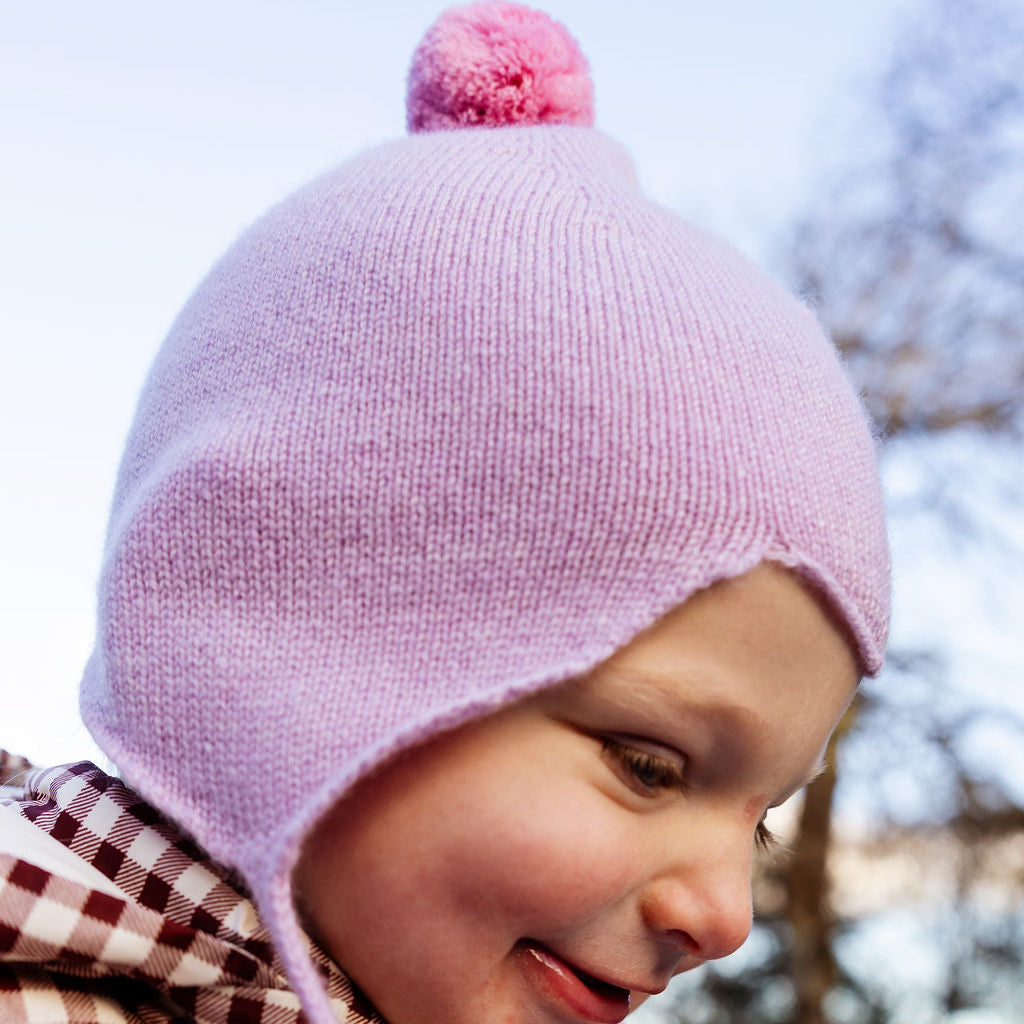 Parma Violet Cashmere Baby Bonnet Rosie Sugden x Wee Blue Bell