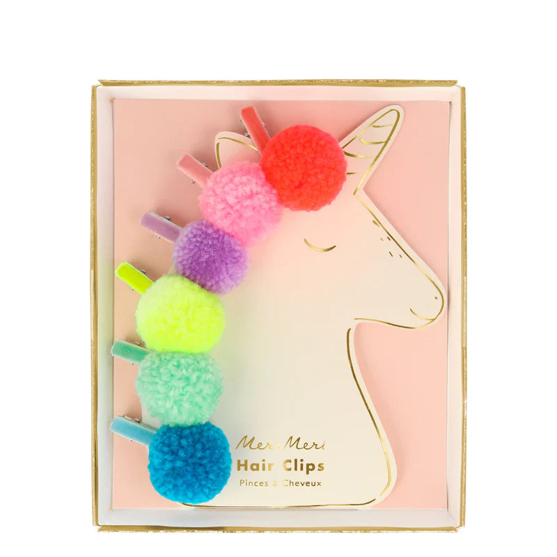 Meri Meri Pompom Unicorn Hair Clips (x6)