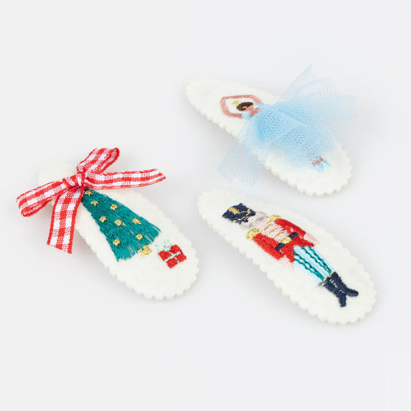 Meri Meri Embroidered Nutcracker Hair Clips (x5)