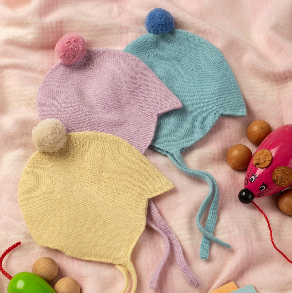 Parma Violet Cashmere Baby Bonnet Rosie Sugden x Wee Blue Bell