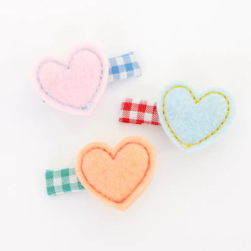 Meri Meri Felt Heart Hair Clips (x6)