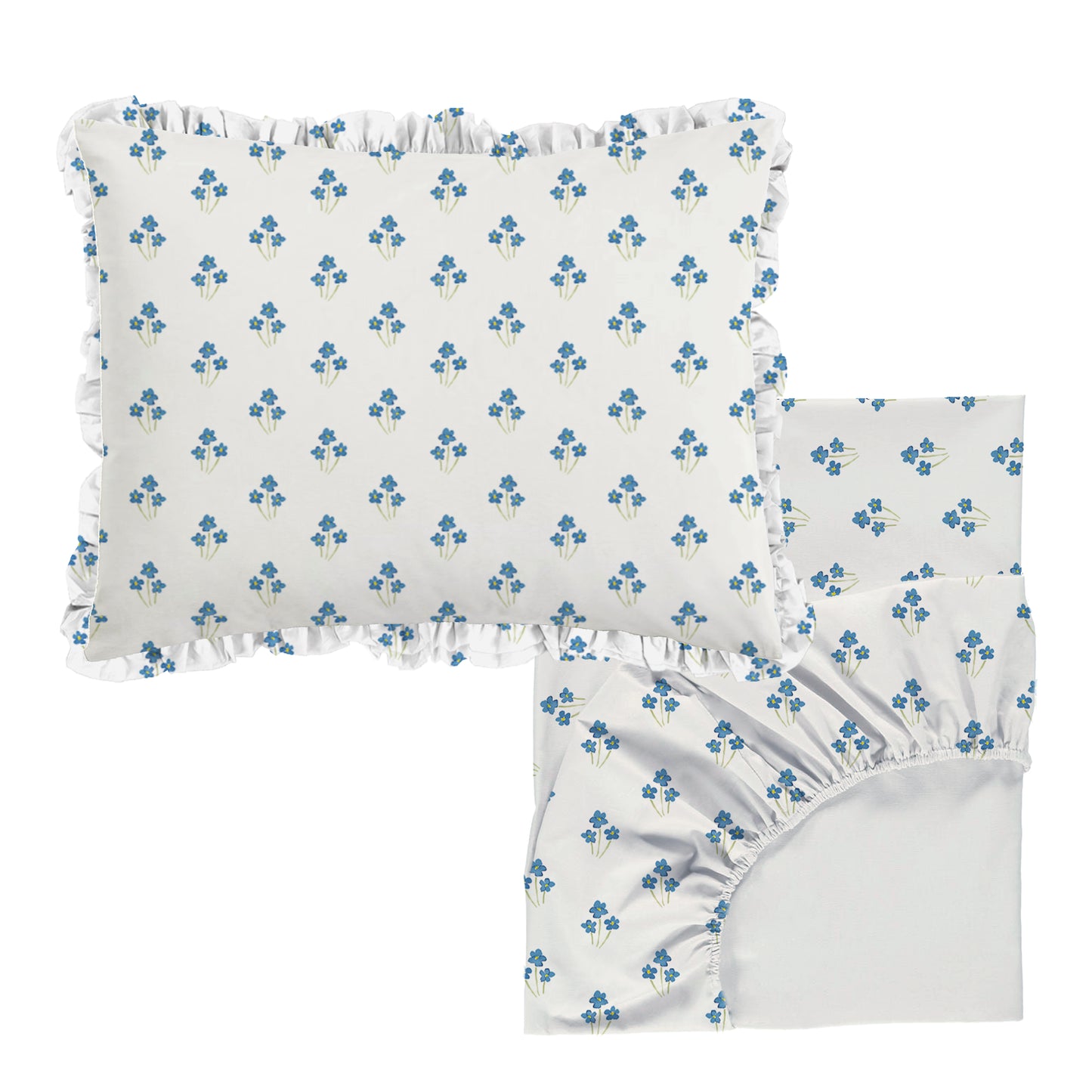 Forget-me-Not Fitted Sheet and Pillowcase Toddler Sample