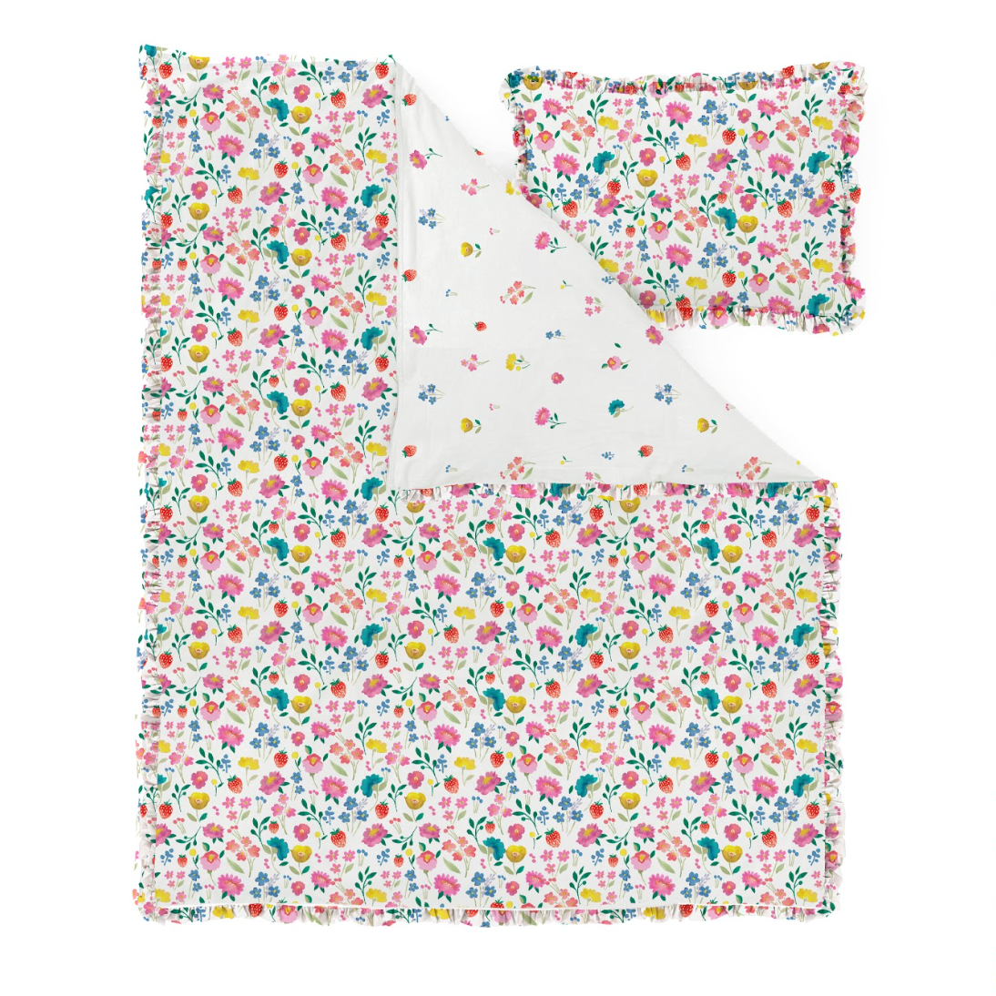 Folk Floral AOP Duvet Cover Set Frilly Toddler Sample