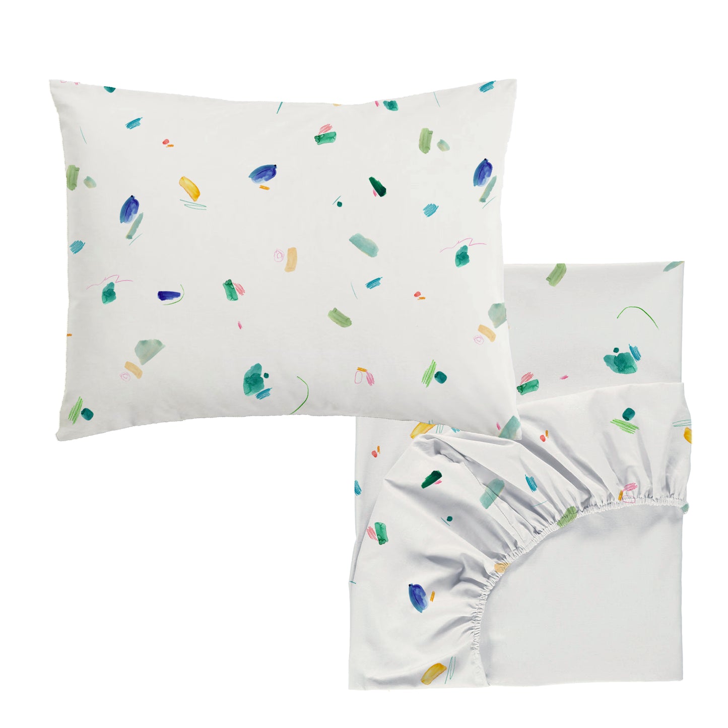 Scribble Fitted Sheet and Pillowcase Set Toddler Sample