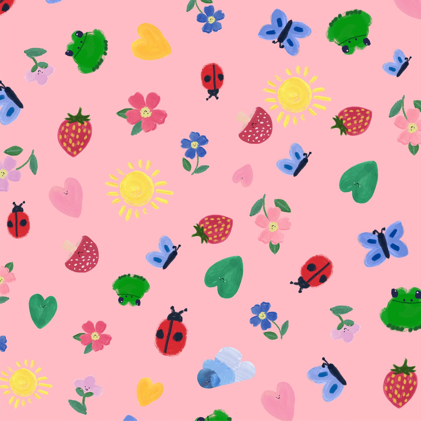 Little Things Pink Flowers Craft Fabric