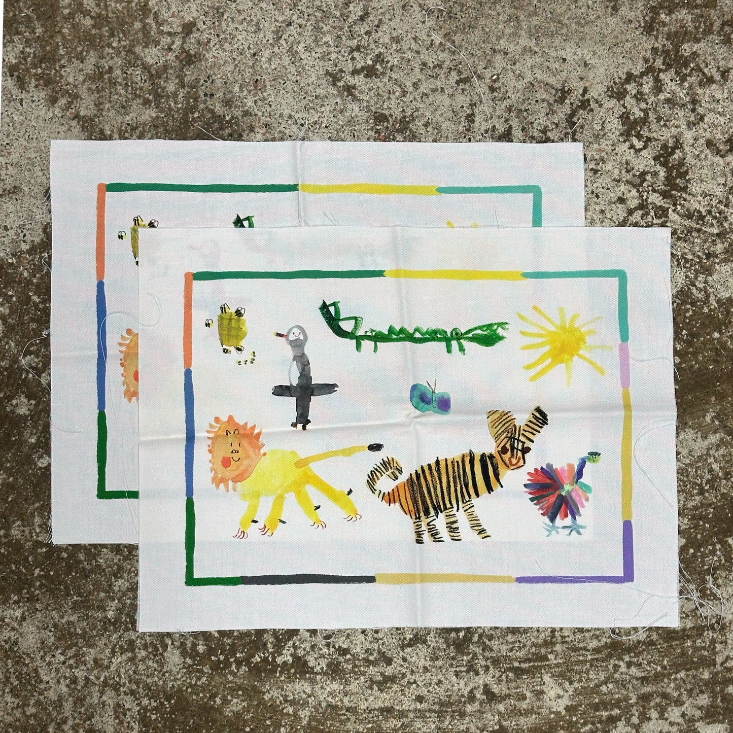 Animal Drawings Cushion Panels (Pair) Sample