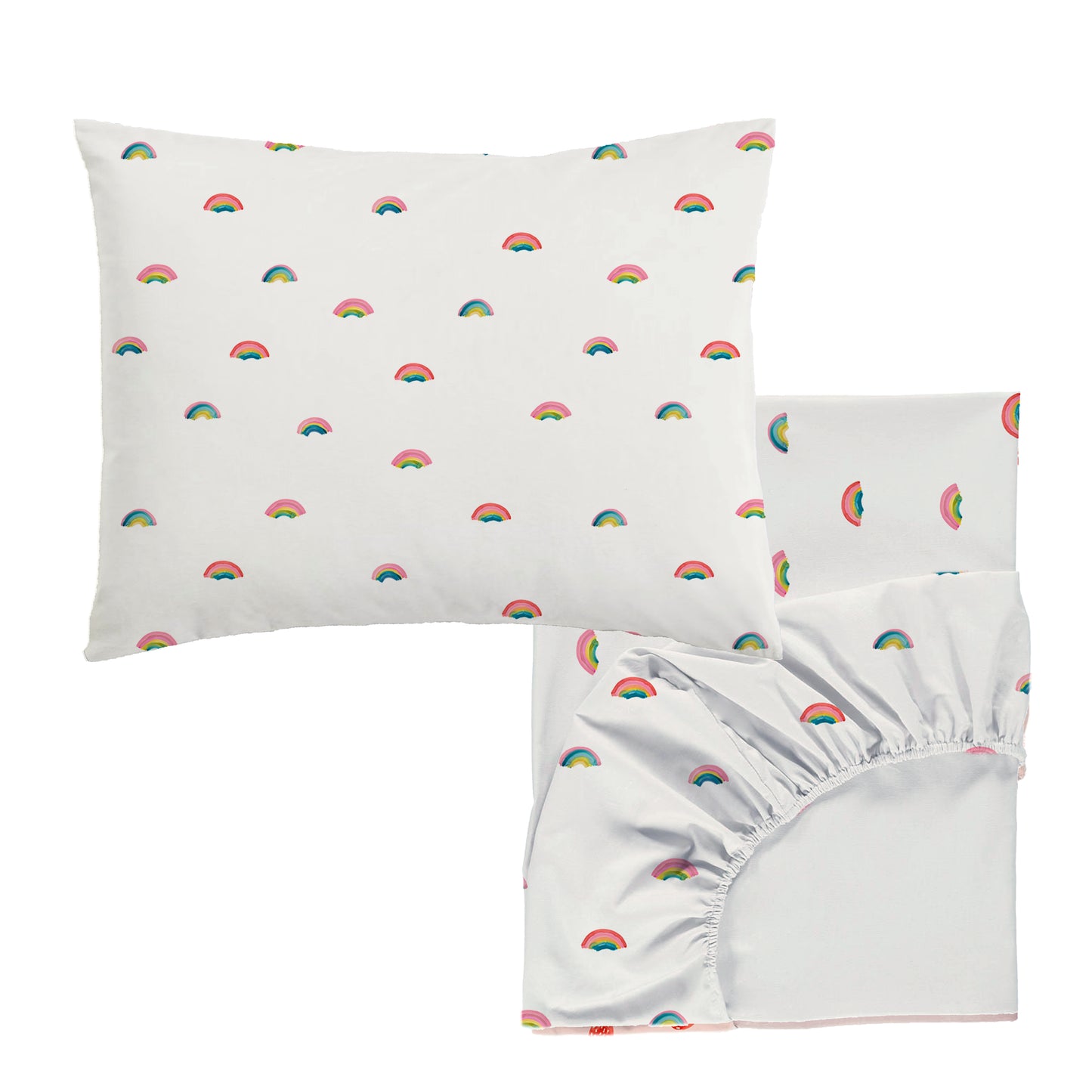 Rainbow Fitted Sheet and Pillowcase Set Toddler Sample