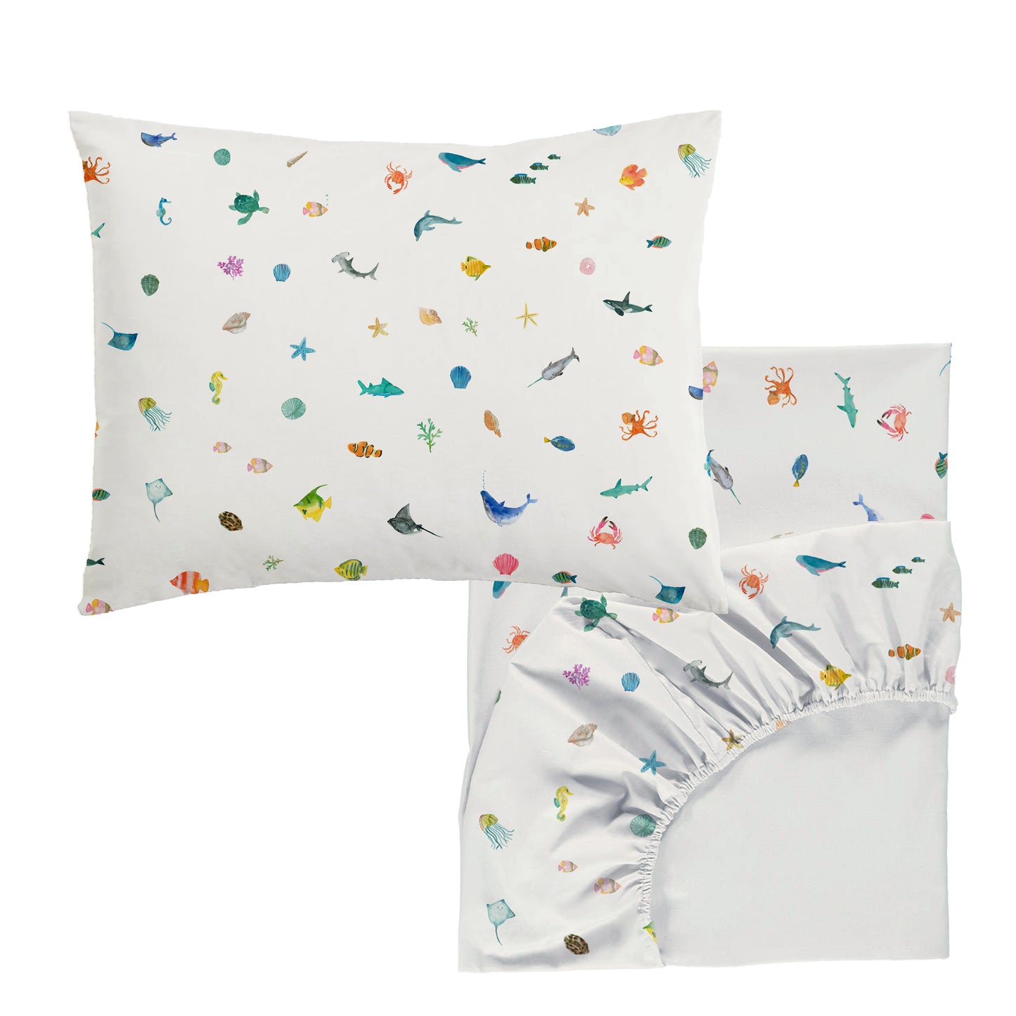 Under The Sea Fitted Sheet and Pillowcase Set Single Sample