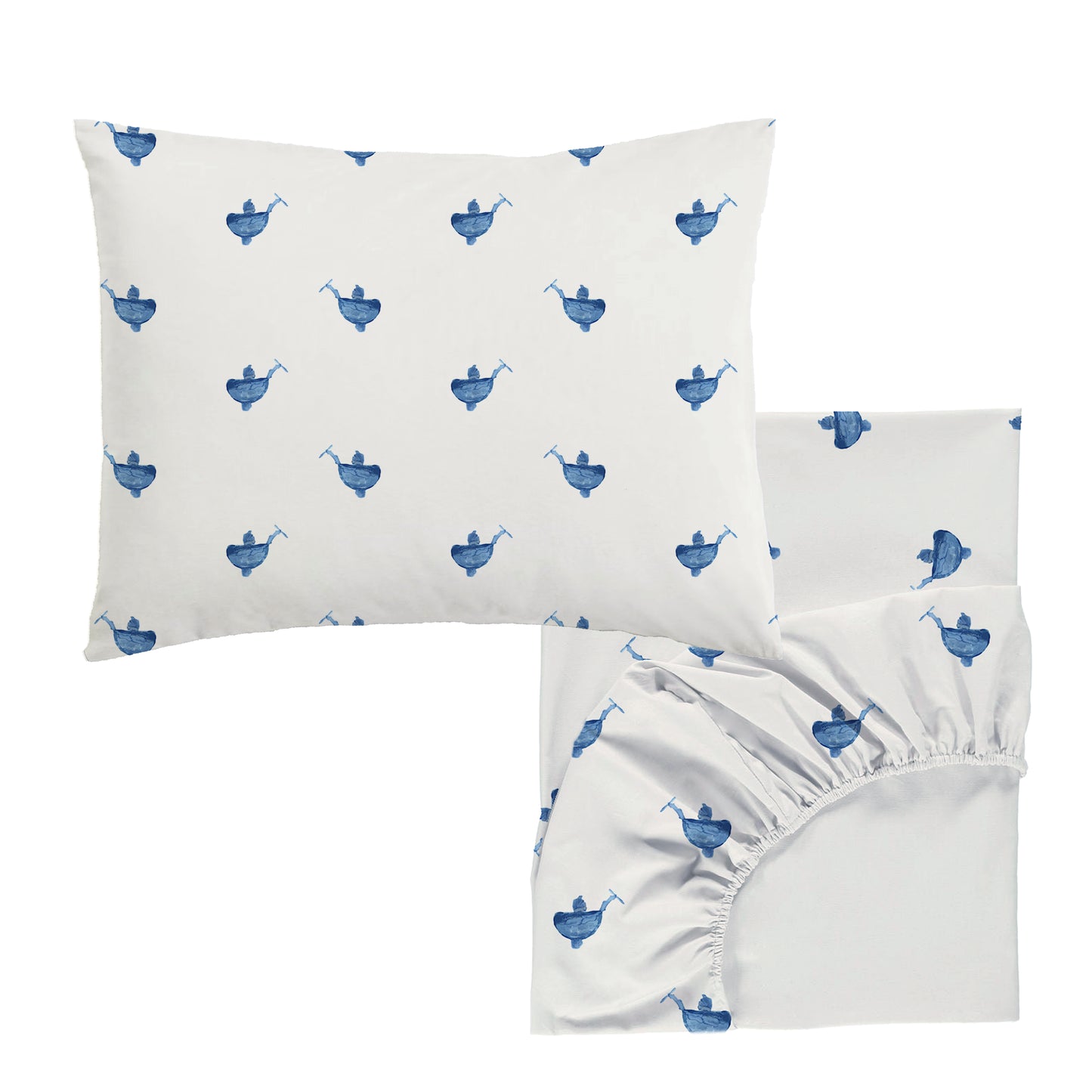 Whales Fitted Sheet and Pillowcase Set Single Sample
